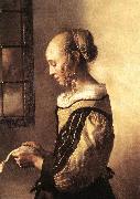 VERMEER VAN DELFT, Jan Girl Reading a Letter at an Open Window (detail) wt oil painting reproduction